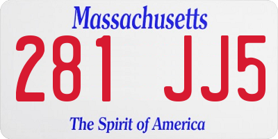 MA license plate 281JJ5