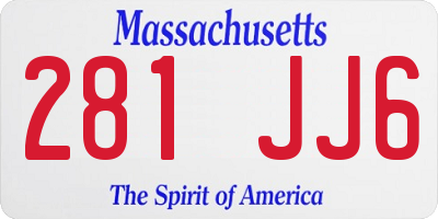 MA license plate 281JJ6