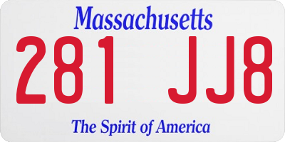 MA license plate 281JJ8