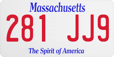 MA license plate 281JJ9