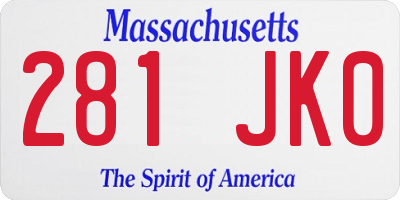MA license plate 281JK0