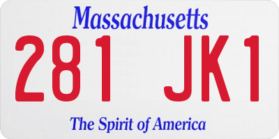 MA license plate 281JK1
