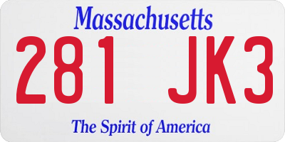 MA license plate 281JK3
