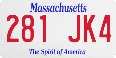 MA license plate 281JK4