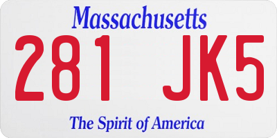 MA license plate 281JK5