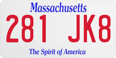 MA license plate 281JK8