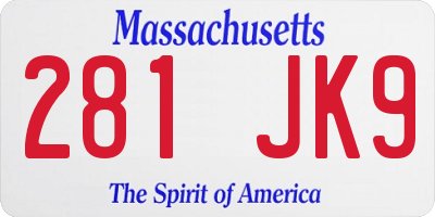 MA license plate 281JK9