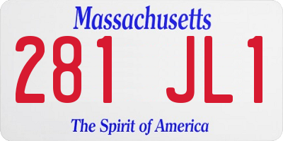 MA license plate 281JL1