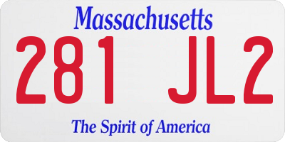 MA license plate 281JL2