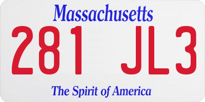 MA license plate 281JL3