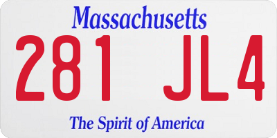 MA license plate 281JL4