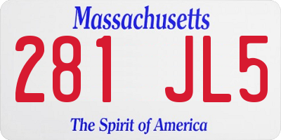 MA license plate 281JL5
