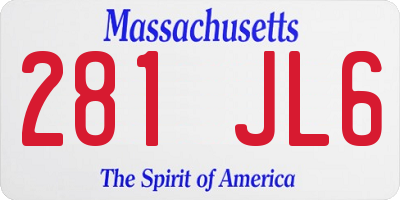 MA license plate 281JL6