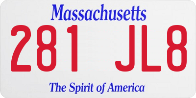 MA license plate 281JL8