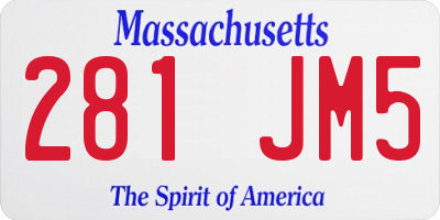 MA license plate 281JM5