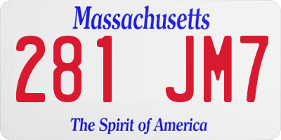 MA license plate 281JM7