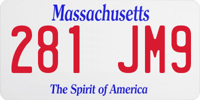 MA license plate 281JM9
