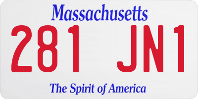 MA license plate 281JN1
