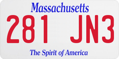 MA license plate 281JN3