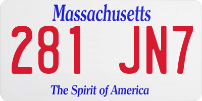 MA license plate 281JN7