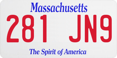 MA license plate 281JN9