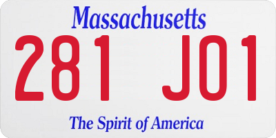 MA license plate 281JO1