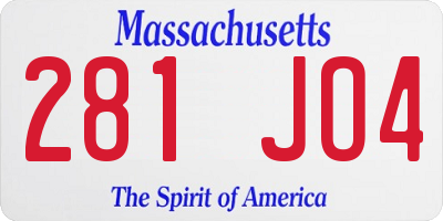 MA license plate 281JO4