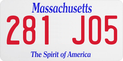 MA license plate 281JO5