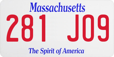 MA license plate 281JO9