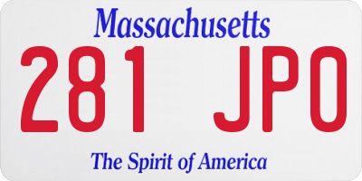 MA license plate 281JP0