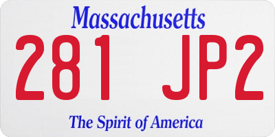 MA license plate 281JP2