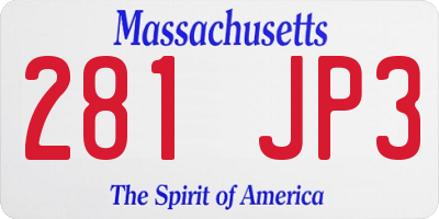 MA license plate 281JP3