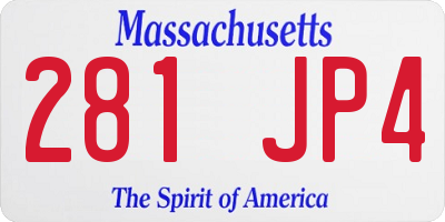 MA license plate 281JP4