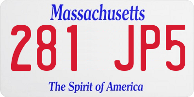 MA license plate 281JP5