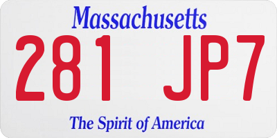 MA license plate 281JP7