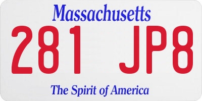MA license plate 281JP8
