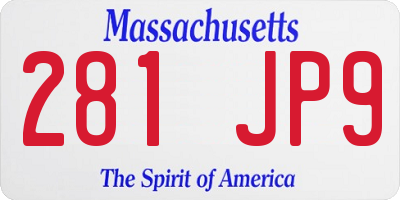 MA license plate 281JP9