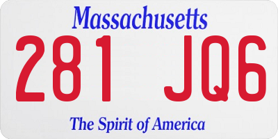 MA license plate 281JQ6
