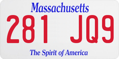 MA license plate 281JQ9