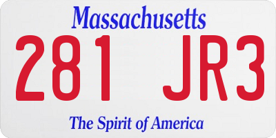 MA license plate 281JR3