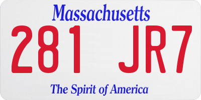 MA license plate 281JR7
