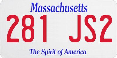MA license plate 281JS2
