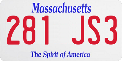 MA license plate 281JS3