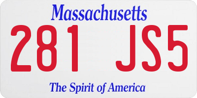 MA license plate 281JS5