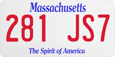 MA license plate 281JS7