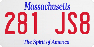 MA license plate 281JS8