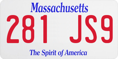 MA license plate 281JS9