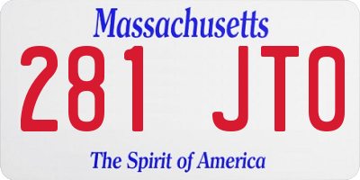 MA license plate 281JT0