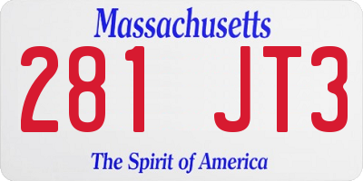 MA license plate 281JT3