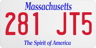 MA license plate 281JT5